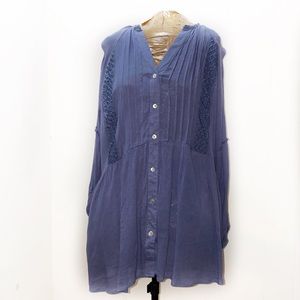 NWT Crescent Large Periwinkle Blue Blouse Womens